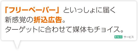 「フリーペーパー」といっしょに届く新感覚の折込広告。ターゲットに合わせて媒体もチョイス